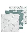 Meyco Baby Clouds, Dots, Feathers Musselin Mullwindeln Stone Green 70x70cm 3er Pack