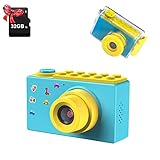 ShinePick Kamera Kinder, Digitalkamera Kinder, Wasserdicht / 8MP / HD 1080P / 2 Inch Bildschirm/Foto & Video/Rahmen/Filter, Kinder Fotoapparat mit 32G Speicherkarte, Geschenke für Kinder (Blau)