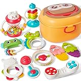 Otthoni Rassel Beißring Baby Spielzeug 0 3 6 9 Monate, 10 Stück Greifen Babyrassel BabySpielzeug, Frühe Lernspielzeug für Baby Geschenk Mädchen Junge