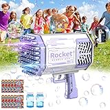 QDRAGON Seifenblasenpistole, 69 Löcher Seifenblasenmaschine Set mit LED Licht, Gatling Bubble Gun Wiederaufladbares Kinder Blasenpistole Spielzeug für Outdoor Party Hochzeit